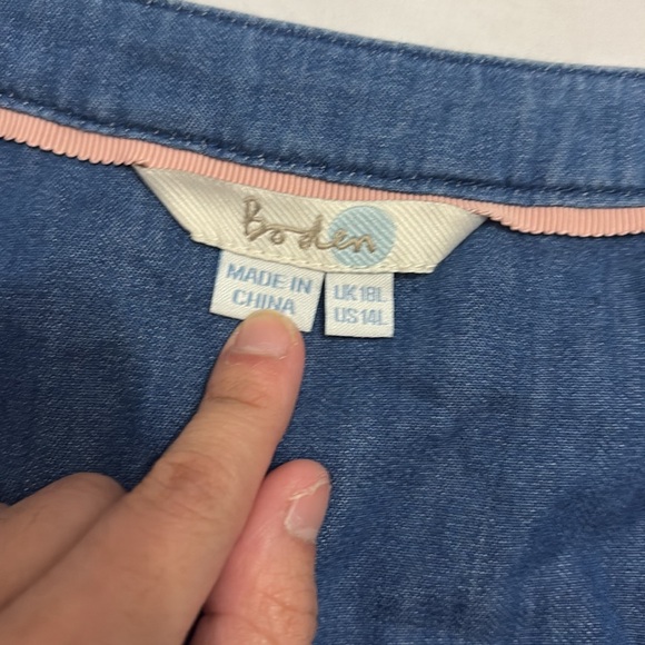 Boden Womens 14 Long Blue Faux Wrap Dress Minimalist Preppy Nautical Casual - Picture 6 of 9